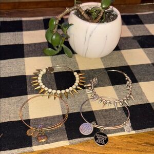 Alex and Ani Gold and Silver Spike Bracelet Set